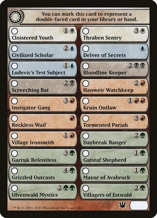 Checklist Card - Innistrad [Innistrad Tokens] MTG Single Magic: The Gathering  | Multizone: Comics And Games