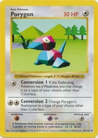 Porygon (39/102) [Base Set Shadowless Unlimited] Pokemon Single Pokémon  | Multizone: Comics And Games