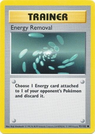 Energy Removal (92/102) [Base Set Shadowless Unlimited] Pokemon Single Pokémon  | Multizone: Comics And Games