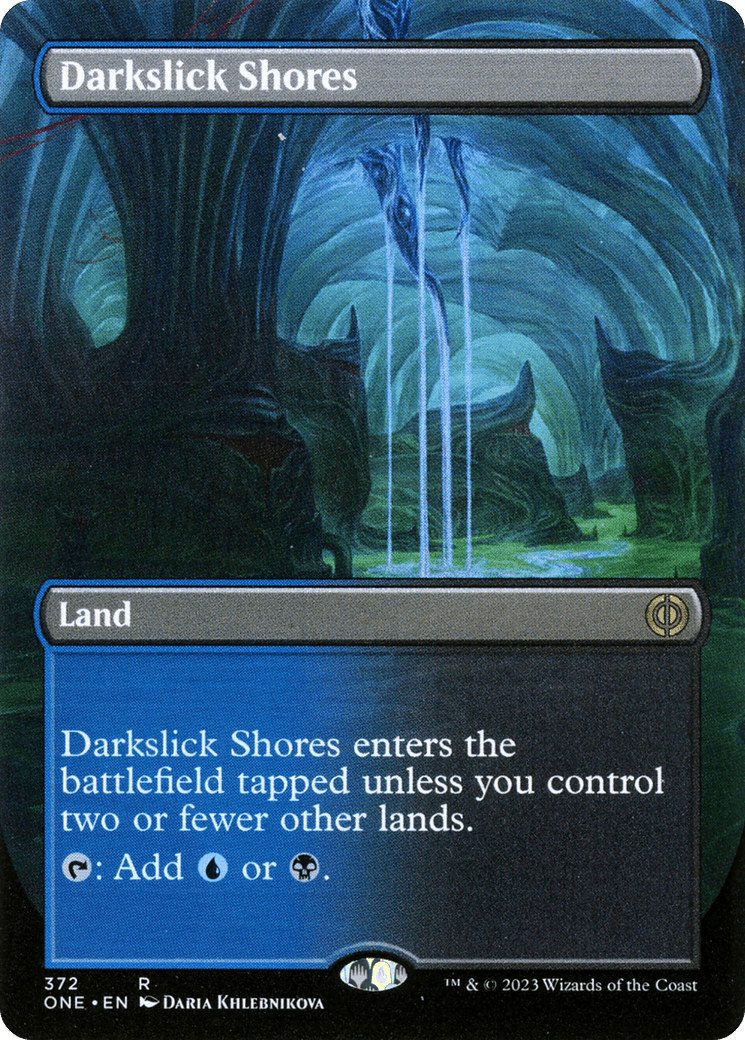 Darkslick Shores (Borderless Alternate Art) [Phyrexia: All Will Be One] MTG Single Magic: The Gathering  | Multizone: Comics And Games