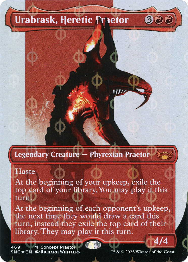 Urabrask, Heretic Praetor (Borderless Concept Praetors Step-and-Compleat Foil) [Phyrexia: All Will Be One] MTG Single Magic: The Gathering  | Multizone: Comics And Games