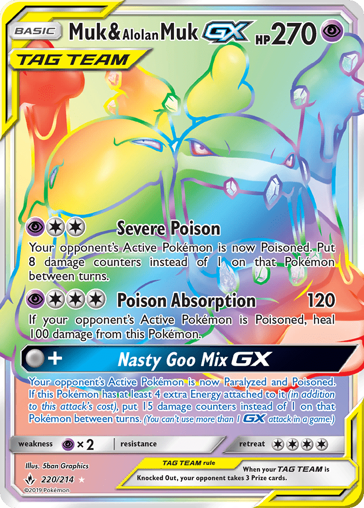 Muk & Alolan Muk GX (220/214) [Sun & Moon: Unbroken Bonds] Pokemon Single Pokémon  | Multizone: Comics And Games