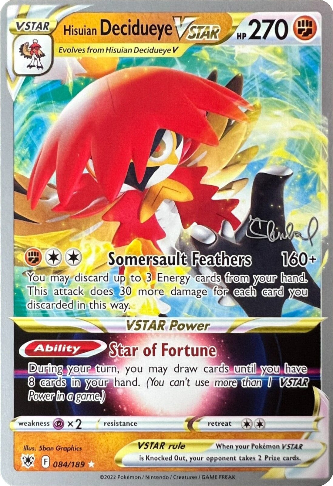 Hisuian Decidueye VSTAR (084/189) (ADP - Ondrej Skubal) [World Championships 2022] Pokemon Single Pokémon  | Multizone: Comics And Games