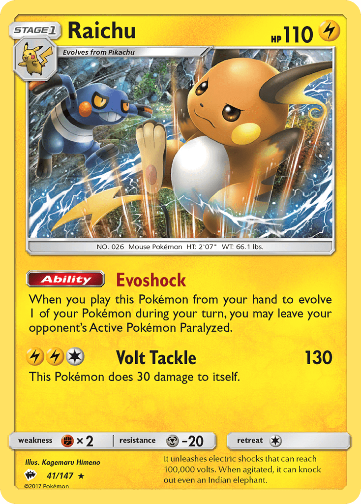Raichu (41/147) [Sun & Moon: Burning Shadows] Pokemon Single Pokémon  | Multizone: Comics And Games