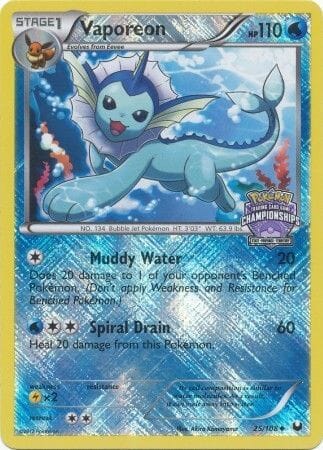 Vaporeon (25/108) (State Province Championship 2013 Promo) [Black & White: Dark Explorers] Pokemon Single Pokémon  | Multizone: Comics And Games