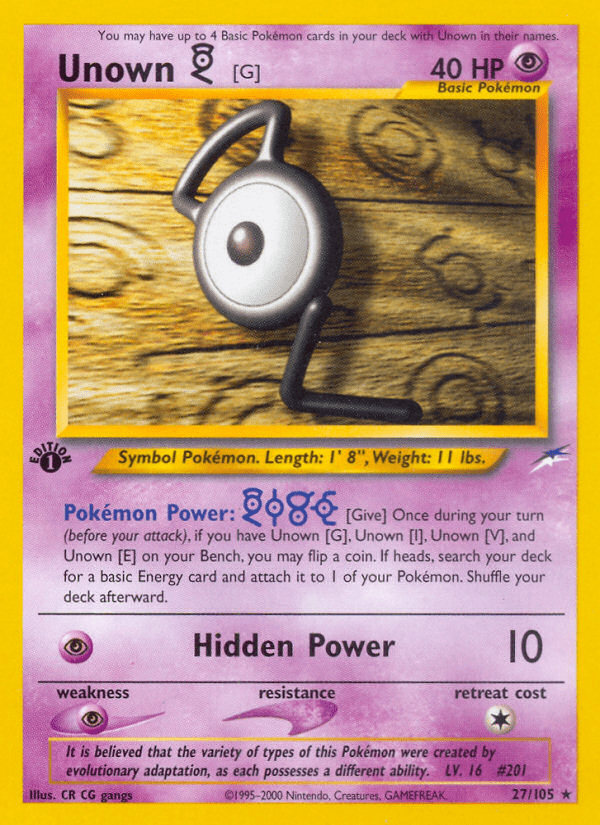 Unown [G] (27/105) [Neo Destiny 1st Edition] Pokemon Single Pokémon  | Multizone: Comics And Games