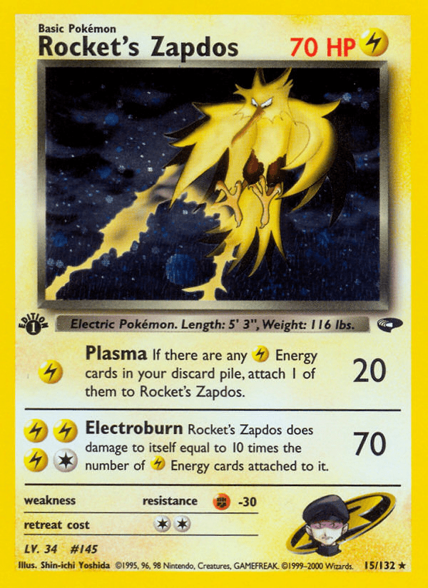 Rocket's Zapdos (15/132) [Gym Challenge 1st Edition] Pokemon Single Pokémon  | Multizone: Comics And Games