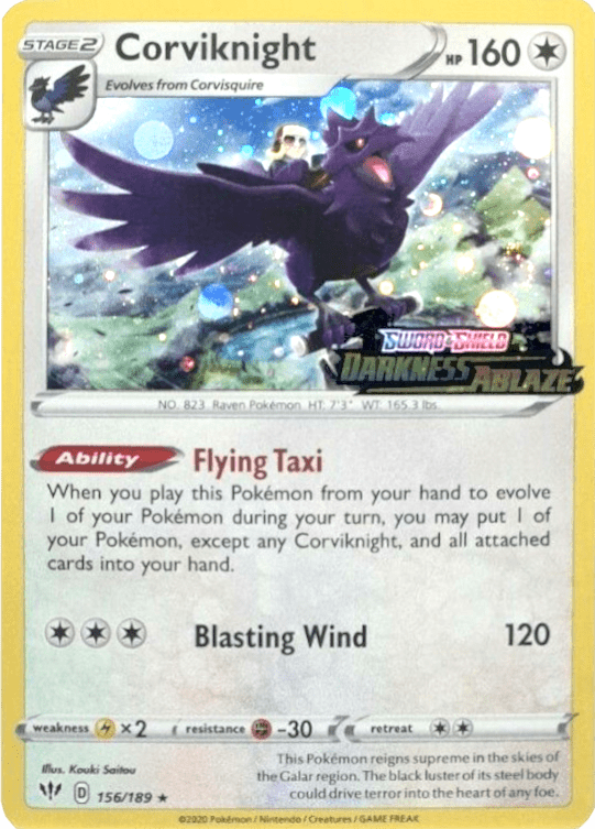 Corviknight (156/189) (Cosmos Holo) [Sword & Shield: Darkness Ablaze] Pokemon Single Pokémon  | Multizone: Comics And Games