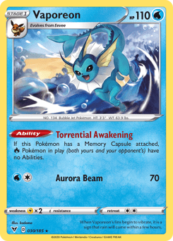 Vaporeon (030/185) [Sword & Shield: Vivid Voltage] Pokemon Single Pokémon  | Multizone: Comics And Games