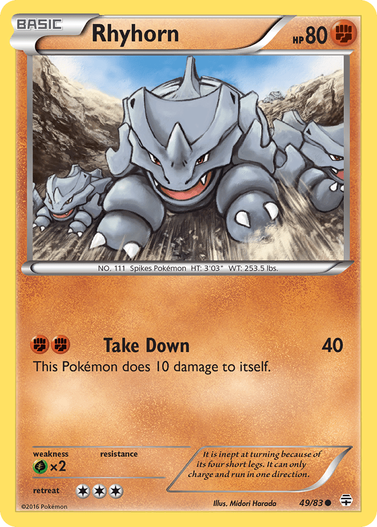 Rhyhorn (49/83) [XY: Generations] Pokemon Single Pokémon  | Multizone: Comics And Games