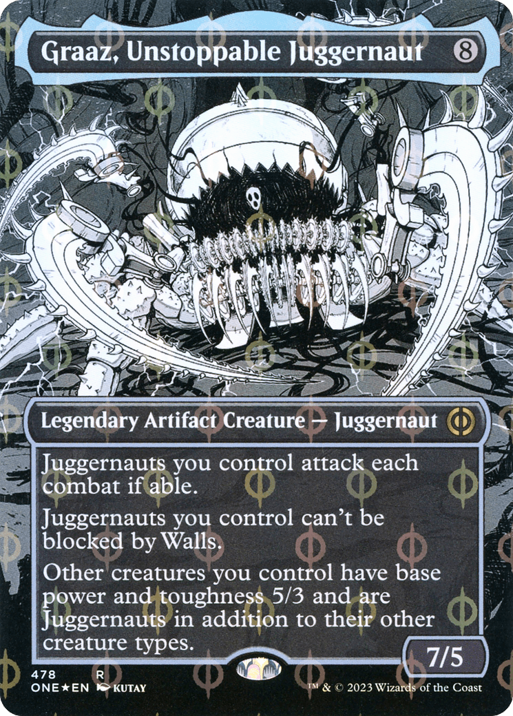 Graaz, Unstoppable Juggernaut (Borderless Manga Step-and-Compleat Foil) [Phyrexia: All Will Be One] MTG Single Magic: The Gathering  | Multizone: Comics And Games