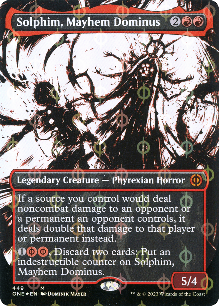 Solphim, Mayhem Dominus (Borderless Ichor Step-and-Compleat Foil) [Phyrexia: All Will Be One] MTG Single Magic: The Gathering  | Multizone: Comics And Games
