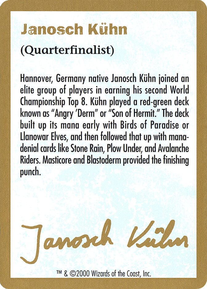 Janosch Kühn Bio (2000) [World Championship Decks 2000] MTG Single Magic: The Gathering  | Multizone: Comics And Games