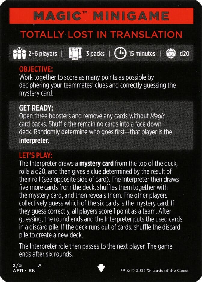Totally Lost in Translation (Magic Minigame) [Dungeons & Dragons: Adventures in the Forgotten Realms Minigame] MTG Single Magic: The Gathering  | Multizone: Comics And Games