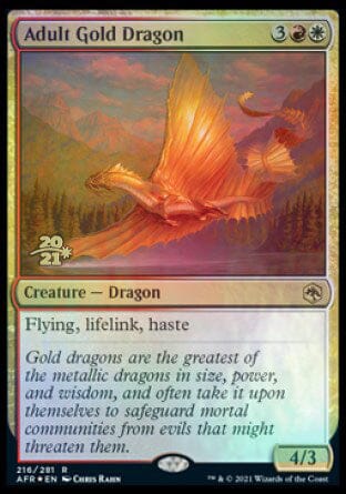 Adult Gold Dragon [Dungeons & Dragons: Adventures in the Forgotten Realms Prerelease Promos] MTG Single Magic: The Gathering  | Multizone: Comics And Games