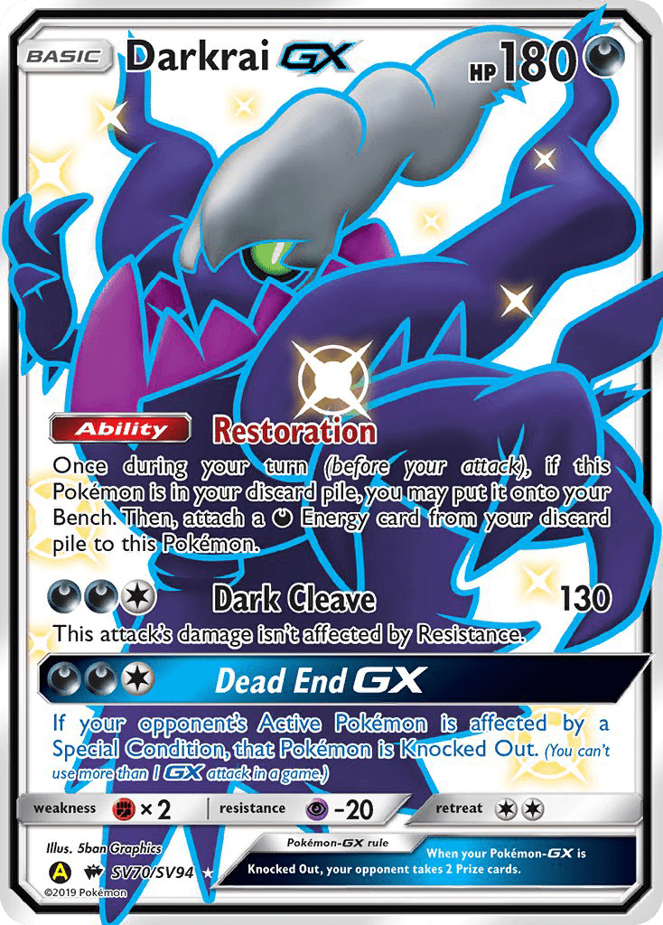 Darkrai GX (SV70/SV94) [Sun & Moon: Hidden Fates - Shiny Vault] Pokemon Single Pokémon  | Multizone: Comics And Games