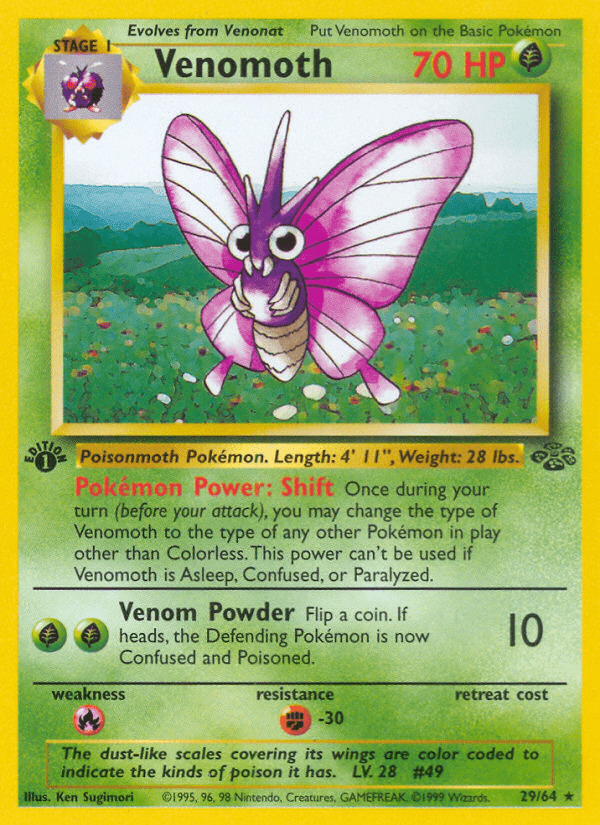 Venomoth (29/64) [Jungle 1st Edition] Pokemon Single Pokémon  | Multizone: Comics And Games
