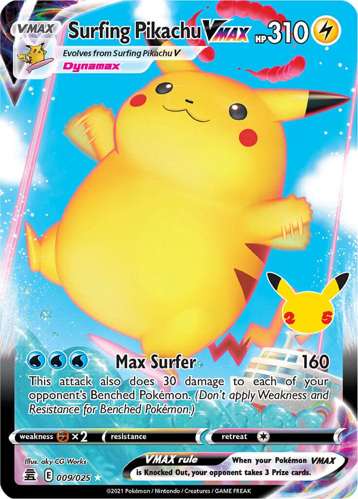 Surfing Pikachu VMAX (009/025) [Celebrations: 25th Anniversary] Pokemon Single Pokémon  | Multizone: Comics And Games