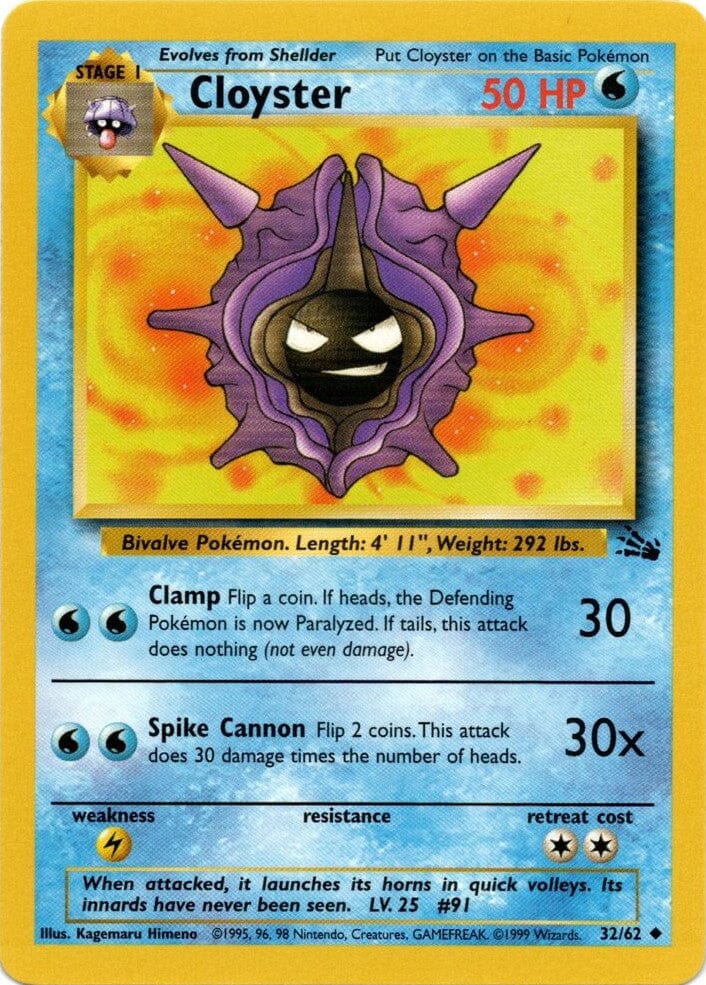 Cloyster (32/62) [Fossil Unlimited] Pokemon Single Pokémon  | Multizone: Comics And Games