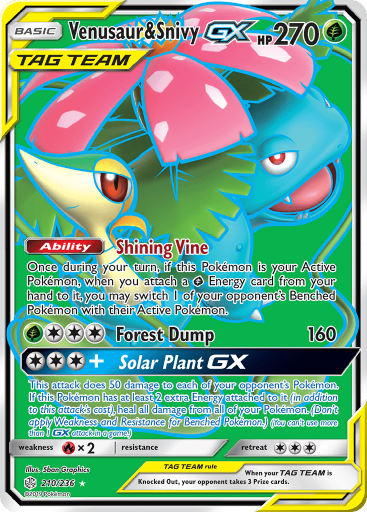 Venusaur & Snivy GX (210/236) [Sun & Moon: Cosmic Eclipse] Pokemon Single Pokémon  | Multizone: Comics And Games