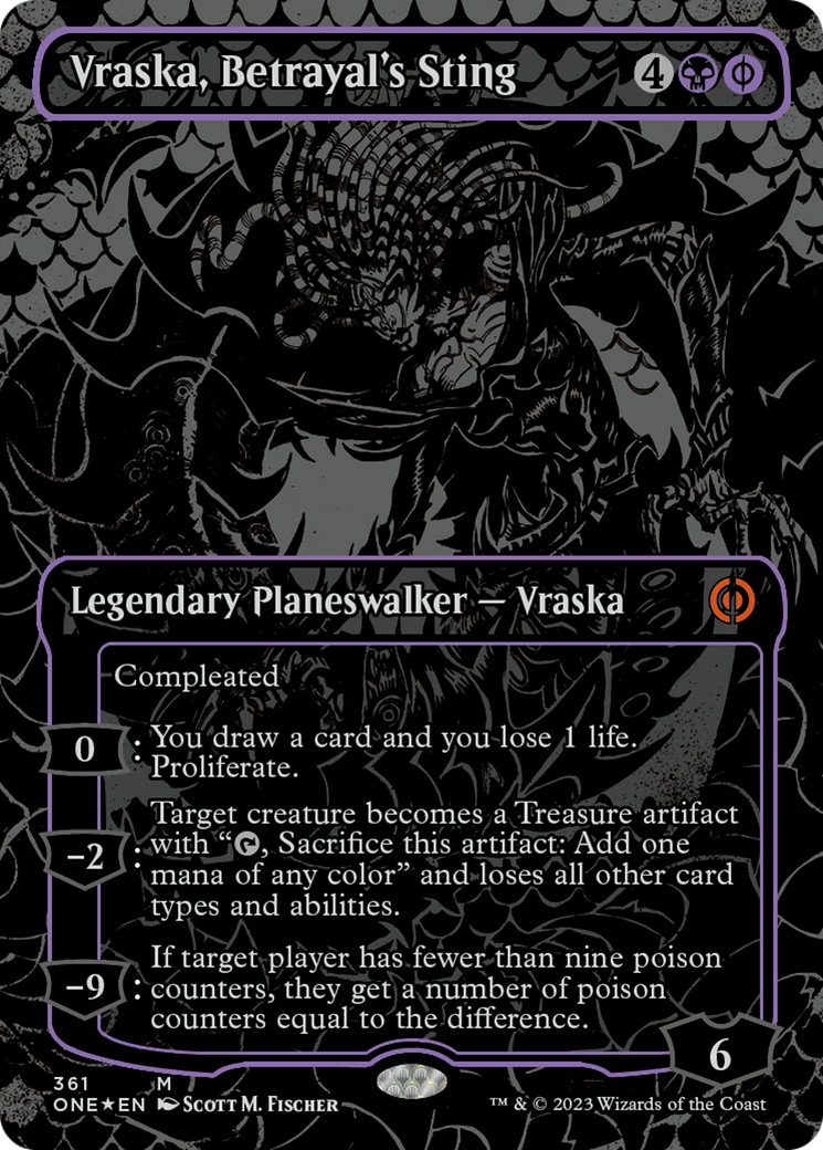 Vraska, Betrayal's Sting (Oil Slick Raised Foil) [Phyrexia: All Will Be One] | Multizone: Comics And Games