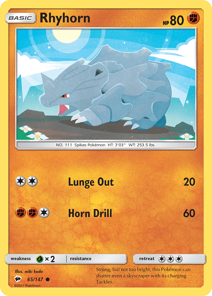 Rhyhorn (65/147) [Sun & Moon: Burning Shadows] Pokemon Single Pokémon  | Multizone: Comics And Games