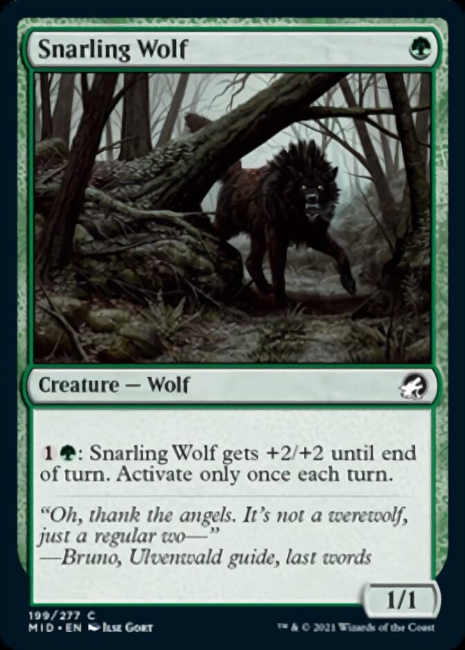 Snarling Wolf [Innistrad: Midnight Hunt] MTG Single Magic: The Gathering  | Multizone: Comics And Games