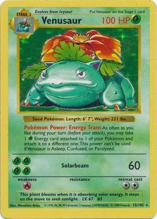 Venusaur (15/102) [Base Set Shadowless Unlimited] Pokemon Single Pokémon  | Multizone: Comics And Games