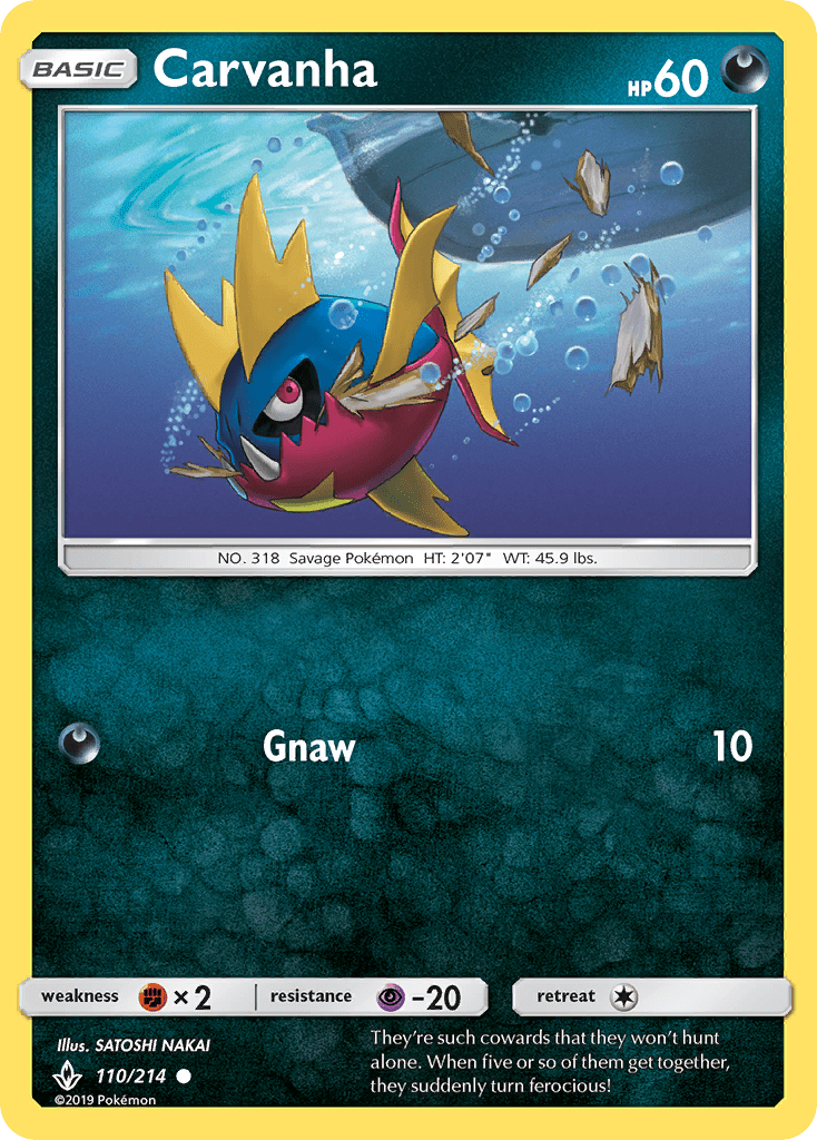 Carvanha (110/214) [Sun & Moon: Unbroken Bonds] Pokemon Single Pokémon  | Multizone: Comics And Games