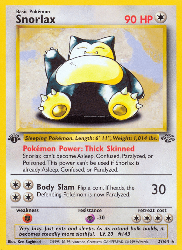 Snorlax (27/64) [Jungle 1st Edition] Pokemon Single Pokémon  | Multizone: Comics And Games