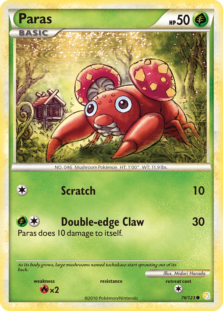 Paras (76/123) [HeartGold & SoulSilver: Base Set] Pokemon Single Pokémon  | Multizone: Comics And Games