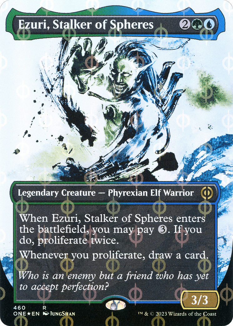Ezuri, Stalker of Spheres (Borderless Ichor Step-and-Compleat Foil) [Phyrexia: All Will Be One] MTG Single Magic: The Gathering  | Multizone: Comics And Games