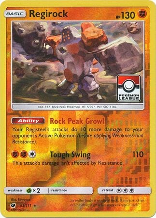 Regirock (53/111) (League Promo) [Sun & Moon: Crimson Invasion] Pokemon Single Pokémon  | Multizone: Comics And Games