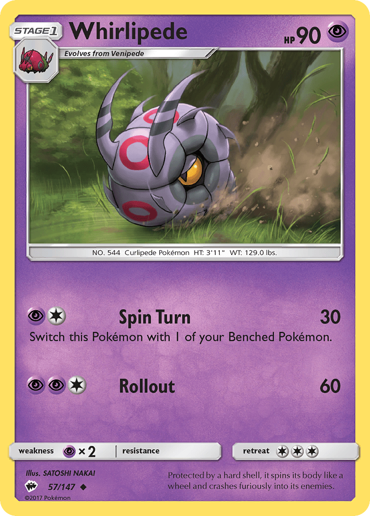 Whirlipede (57/147) [Sun & Moon: Burning Shadows] Pokemon Single Pokémon  | Multizone: Comics And Games