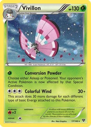 Vivillon (17/146) (Meadow Form/Pink Wings) (Cosmos Holo) [XY: Base Set] Pokemon Single Pokémon  | Multizone: Comics And Games