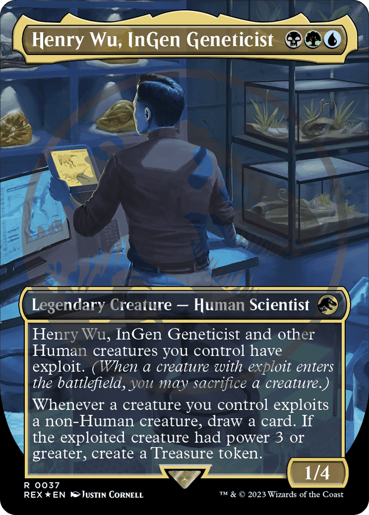 Henry Wu, InGen Geneticist Emblem (Borderless) [Jurassic World Collection Tokens] MTG Single Magic: The Gathering  | Multizone: Comics And Games