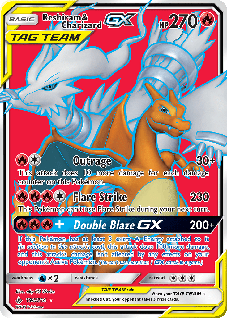 Reshiram & Charizard GX (194/214) [Sun & Moon: Unbroken Bonds] Pokemon Single Pokémon  | Multizone: Comics And Games