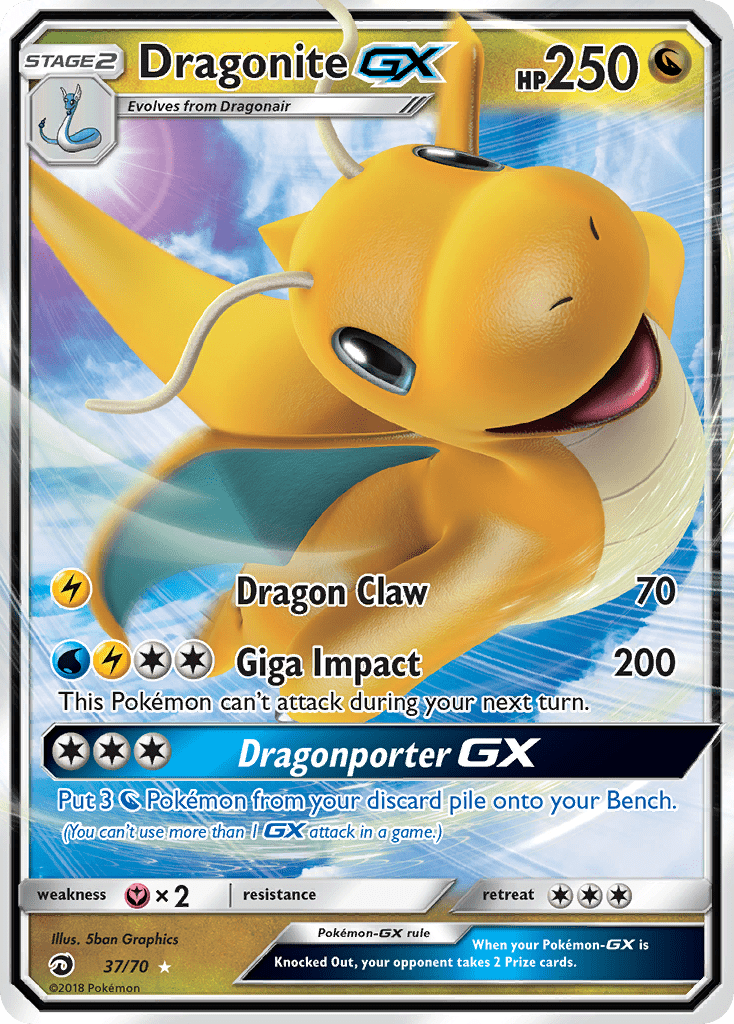 Dragonite GX (37/70) [Sun & Moon: Dragon Majesty] Pokemon Single Pokémon  | Multizone: Comics And Games