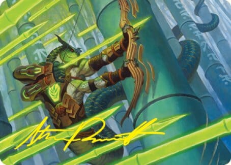 Bamboo Grove Archer Art Card (Gold-Stamped Signature) [Kamigawa: Neon Dynasty Art Series] MTG Single Magic: The Gathering  | Multizone: Comics And Games