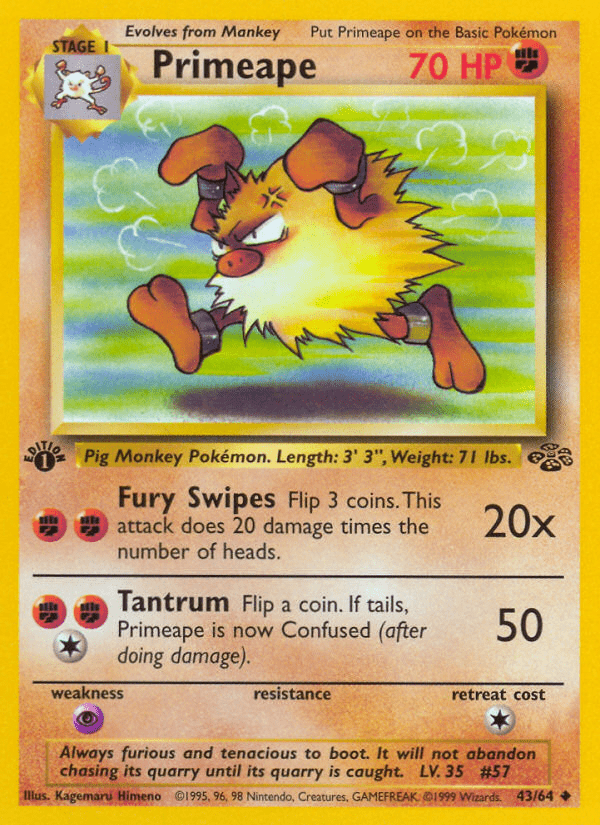 Primeape (43/64) [Jungle 1st Edition] Pokemon Single Pokémon  | Multizone: Comics And Games