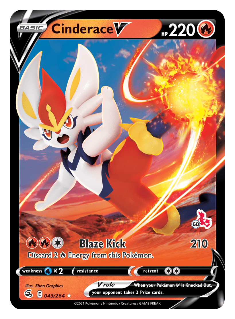 Cinderace V (043/264) (Cinderace Stamp #60) [Battle Academy 2022] Pokemon Single Pokémon  | Multizone: Comics And Games