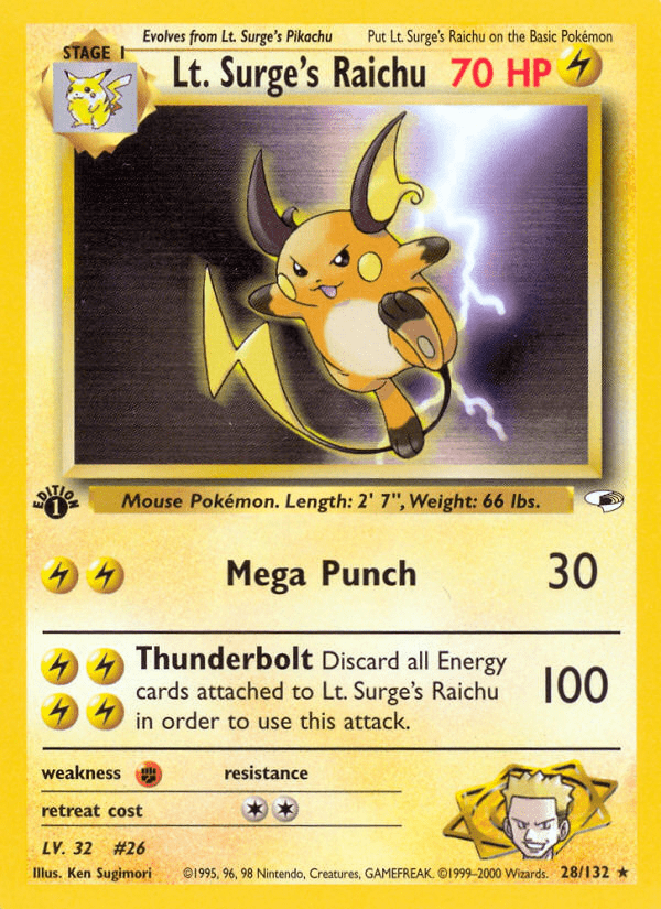 Lt. Surge's Raichu (28/132) [Gym Heroes 1st Edition] Pokemon Single Pokémon  | Multizone: Comics And Games