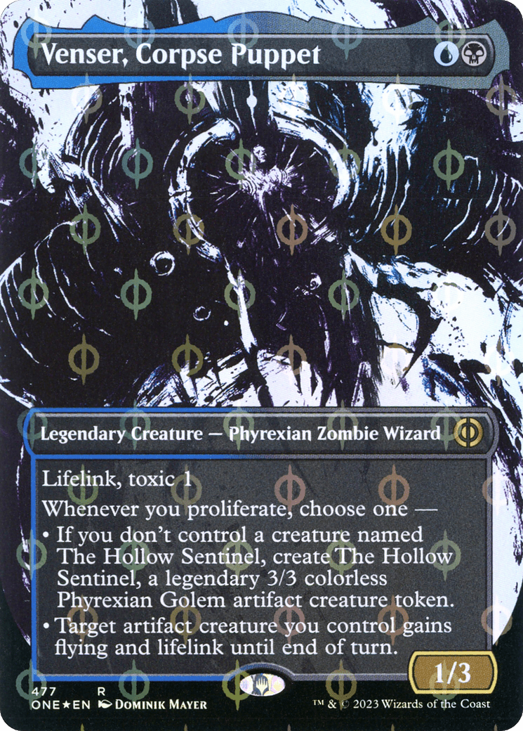 Venser, Corpse Puppet (Borderless Ichor Step-and-Compleat Foil) [Phyrexia: All Will Be One] MTG Single Magic: The Gathering  | Multizone: Comics And Games