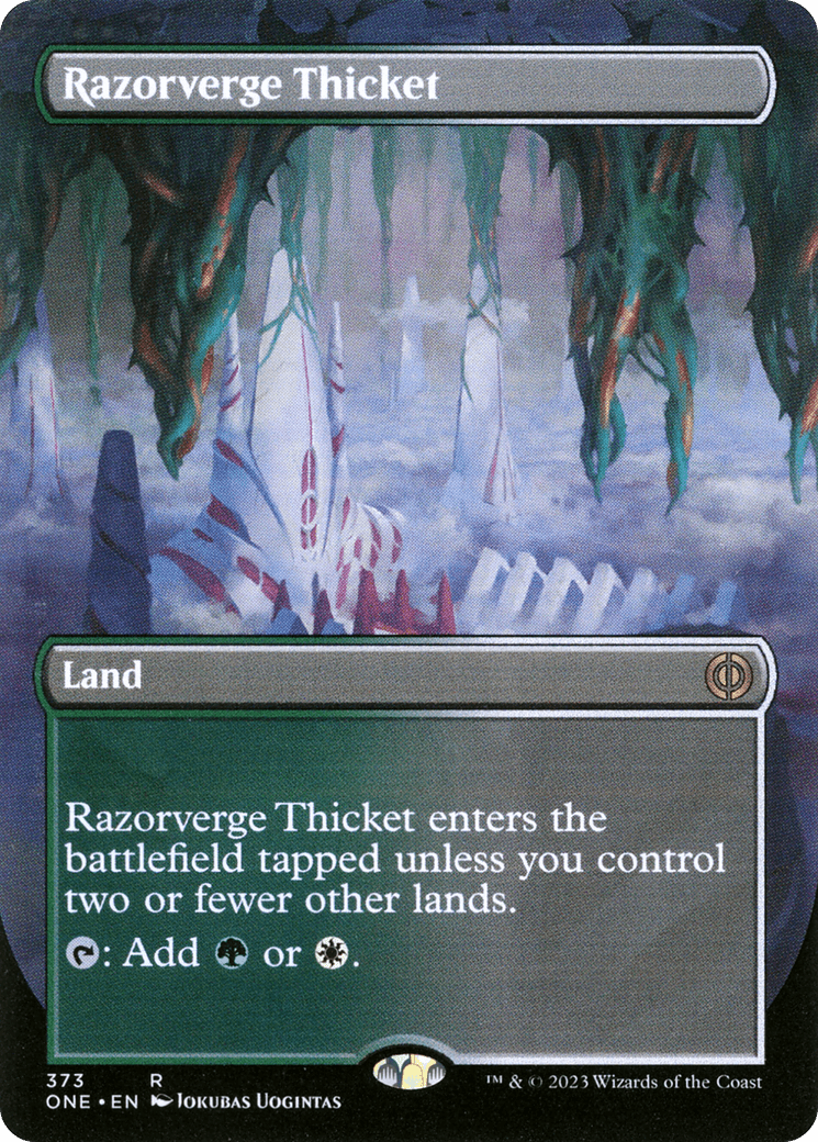 Razorverge Thicket (Borderless Alternate Art) [Phyrexia: All Will Be One] MTG Single Magic: The Gathering  | Multizone: Comics And Games
