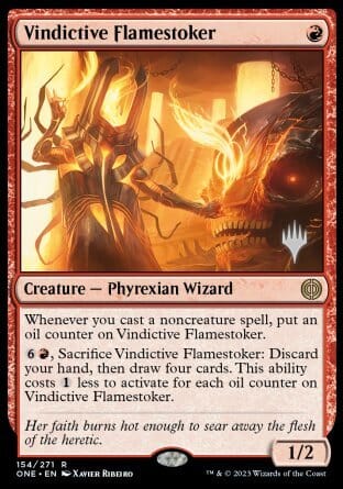Vindictive Flamestoker (Promo Pack) [Phyrexia: All Will Be One Promos] MTG Single Magic: The Gathering  | Multizone: Comics And Games