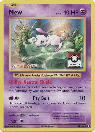 Mew (53/108) (League Promo 4th Place) [XY: Evolutions] Pokemon Single Pokémon  | Multizone: Comics And Games
