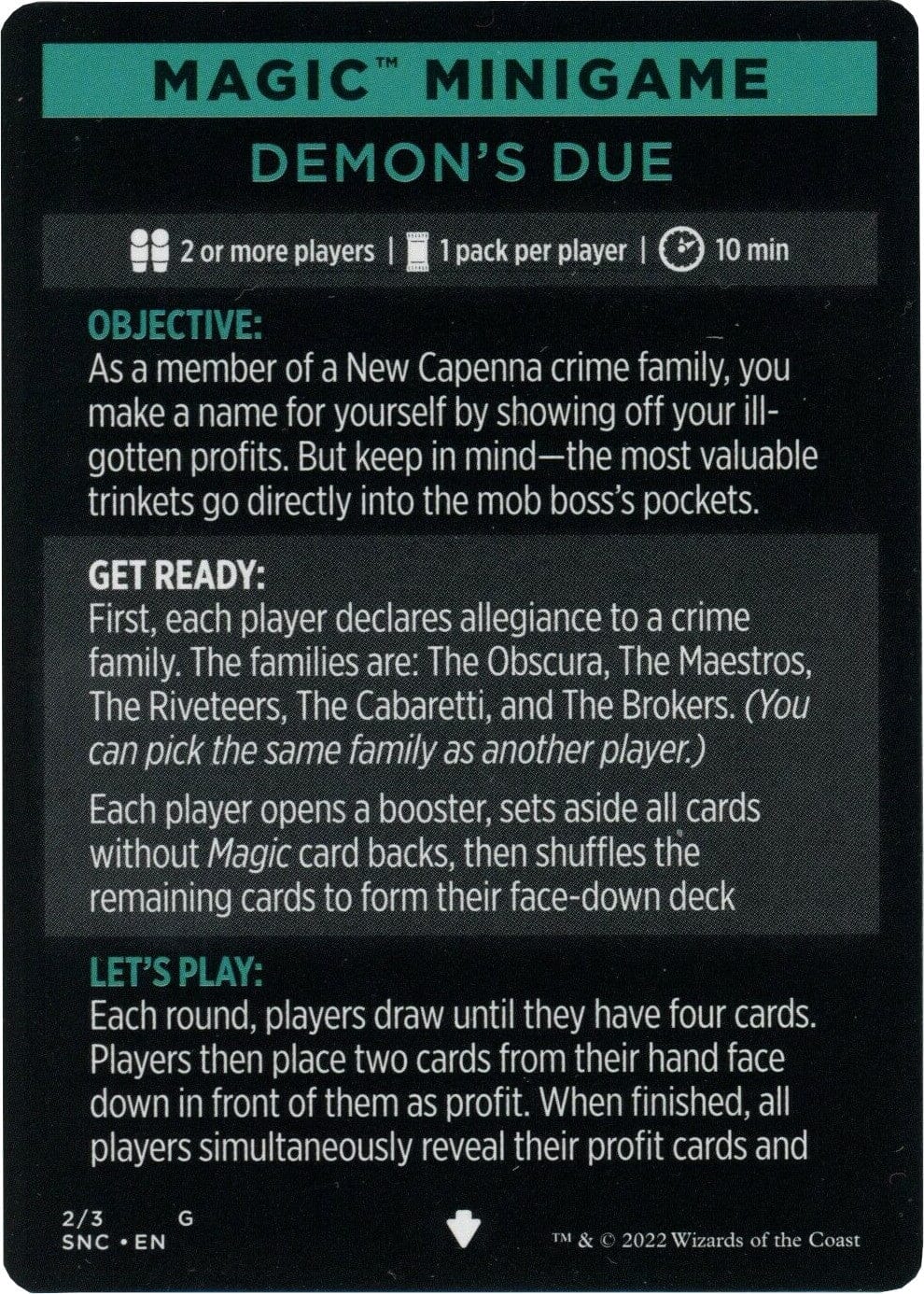 Demon's Due (Magic Minigame) [Streets of New Capenna Minigame] MTG Single Magic: The Gathering  | Multizone: Comics And Games