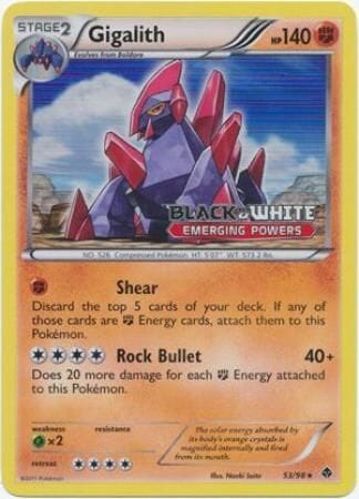 Gigalith (53/98) (Prerelease Promo) [Black & White: Black Star Promos] Pokemon Single Pokémon  | Multizone: Comics And Games