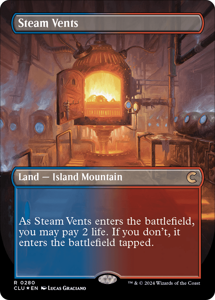 Steam Vents (Borderless) [Ravnica: Clue Edition] MTG Single Magic: The Gathering  | Multizone: Comics And Games