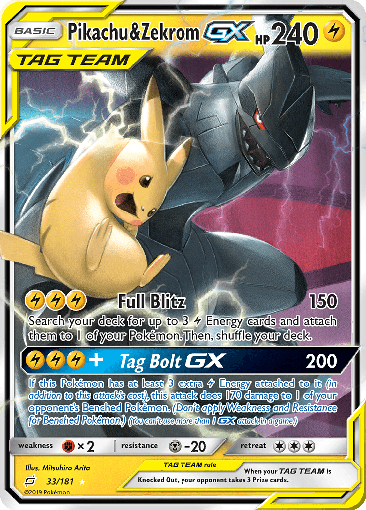 Pikachu & Zekrom GX (33/181) [Sun & Moon: Team Up] Pokemon Single Pokémon  | Multizone: Comics And Games